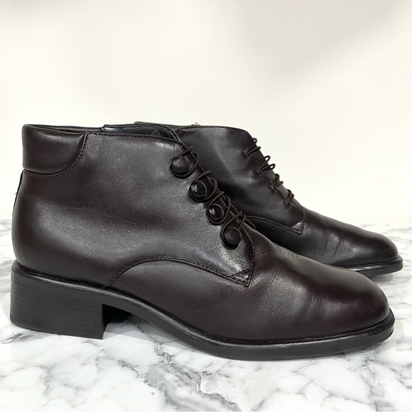 Vintage Nicole Chocolate Brown Leather Lace Up Ankle Boots Edwardian Victorian 8 - Picture 1 of 12